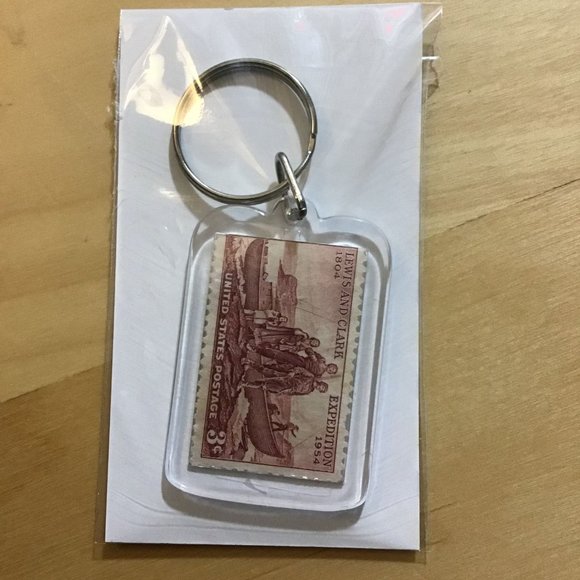 Lewis and Clark Keychain - Recycled Postage Stamp - Picture 3 of 7